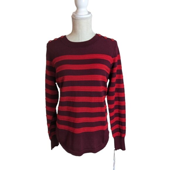 Liz Claiborne Red Striped Sweater - Picture 2 of 4